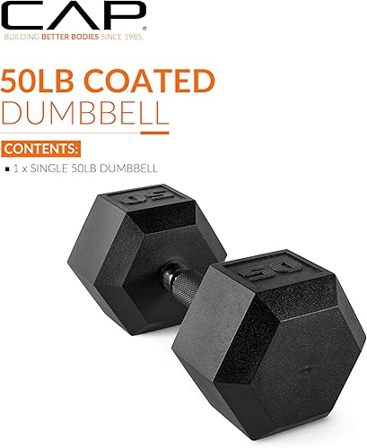 Miniatura 2 de CAP Barbell Pesas de mancuernas recubiertas con agarre acolchado, individual, 50 libras
