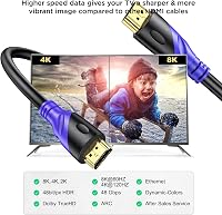 Cablu HDMI 2.1 Rommisie 1 m 8K 60 Hz 4K 120 Hz eARC HDR10 HDCP 2.2 2.3 48 Gbps PC TV HDTV Blu-ray 2