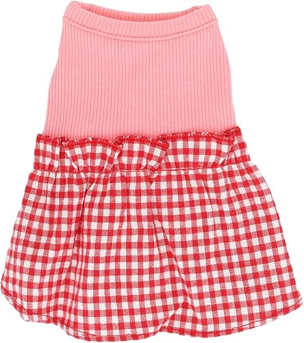 Miniatura 9 de LOPHIPETS Vestido a cuadros para perros pequeños, taza de té, chihuahua, yorkie, cachorro, gato, ropa, rojo y blanco, talla S
