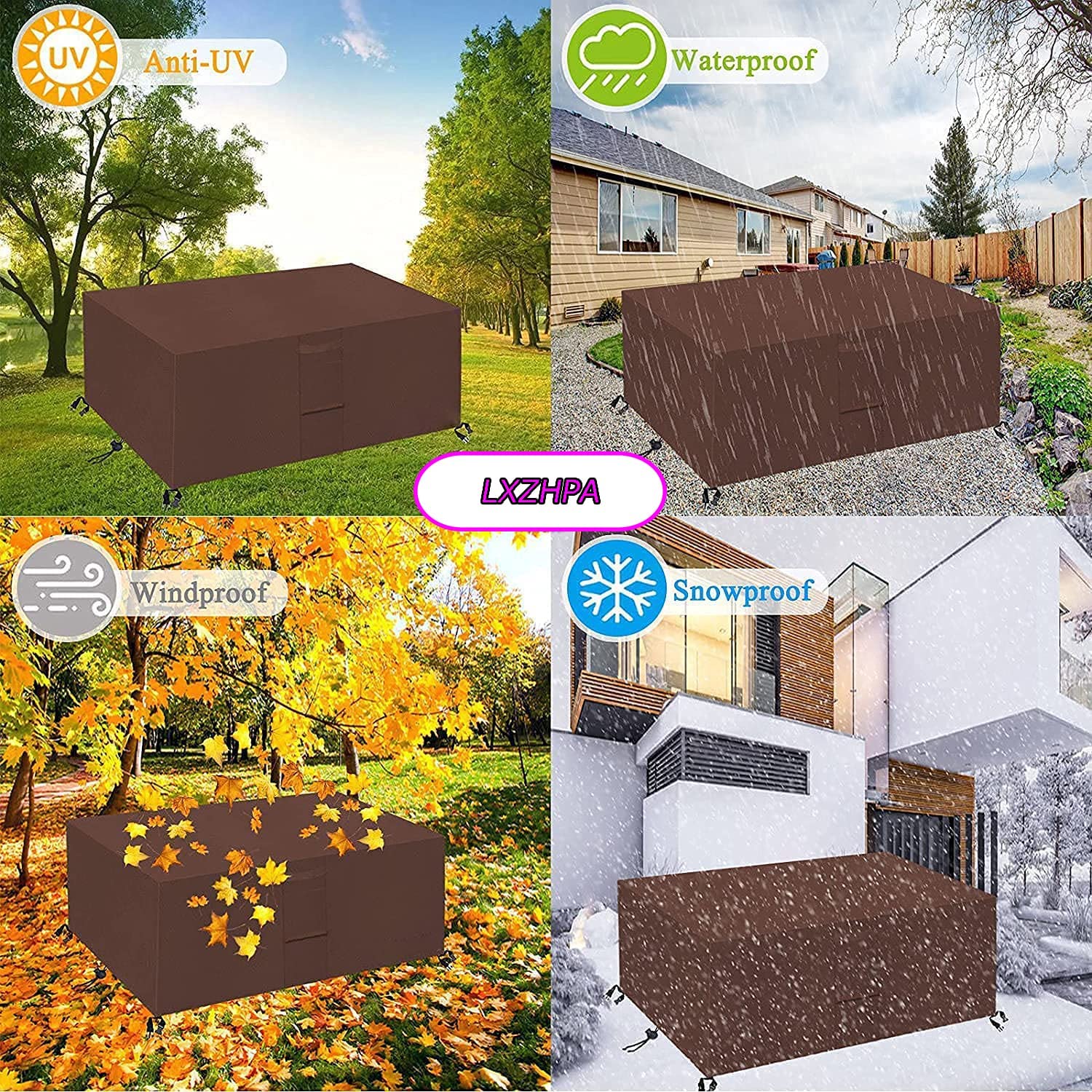 Copertura impermeabile in tessuto Oxford 420D per mobili da giardino, antivento e anti UV, per mobili da giardino, terrazza, cortile, prato