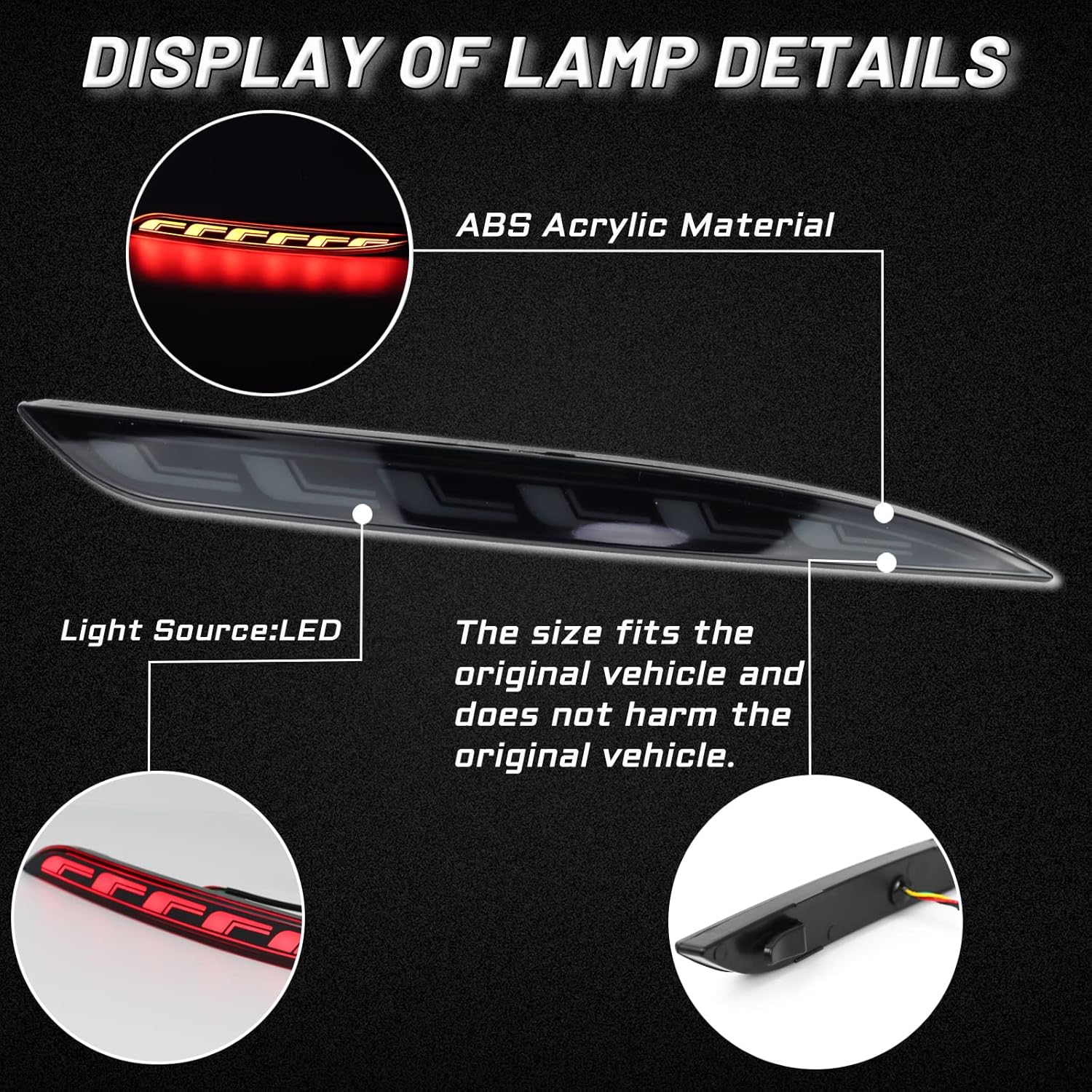 Red LED Rear Bumper Reflectors Fog Brake Tail Light Lamps Turn Signal Light Plug and play Kit for Tesla Model Y 2021 2022 Accessories (Smoked, Model Y)