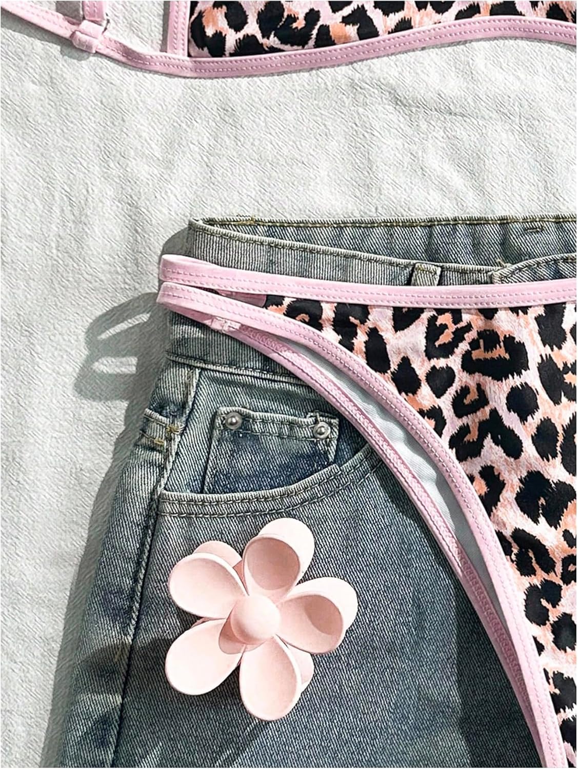 Verdusa Women's 2 Piece Leopard Micro Bikini Set Cheeky Cut Out Thong Bathing Suits - Image 4