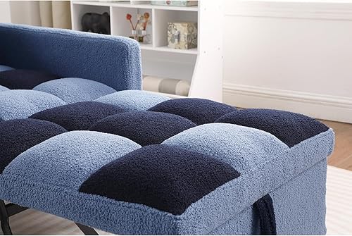 Miniatura 54 de Silla de cama, sofá cama convertible individual con almohada, cama extraíble con respaldo ajustable, silla de salón multifuncional con tela