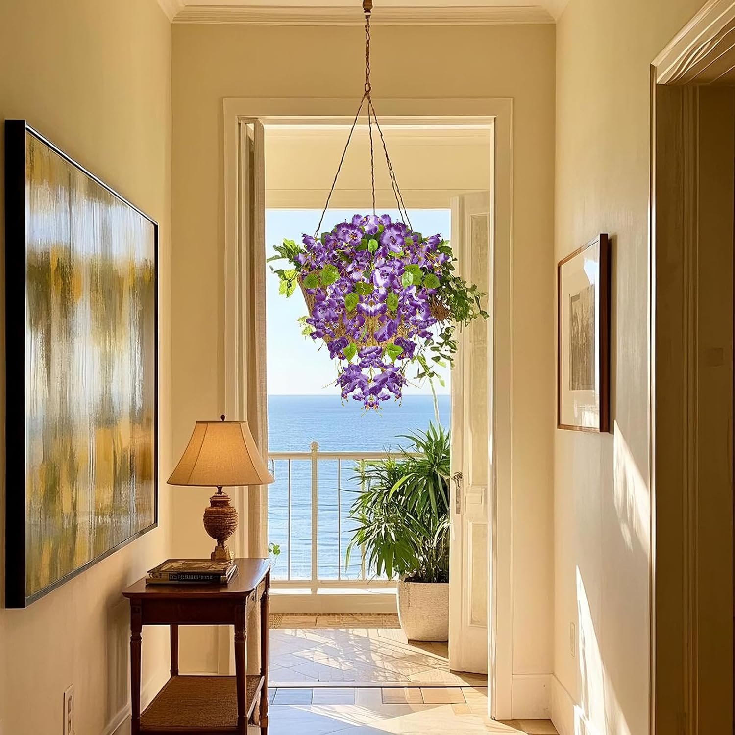 2Pcs Purple Artificial Silk Hibiscus Flower Hanging Decorations, UV Resistant Outdoor Faux Hibiscus Flowers for Home Outdoor Artificial Flower Decorations - Image 8