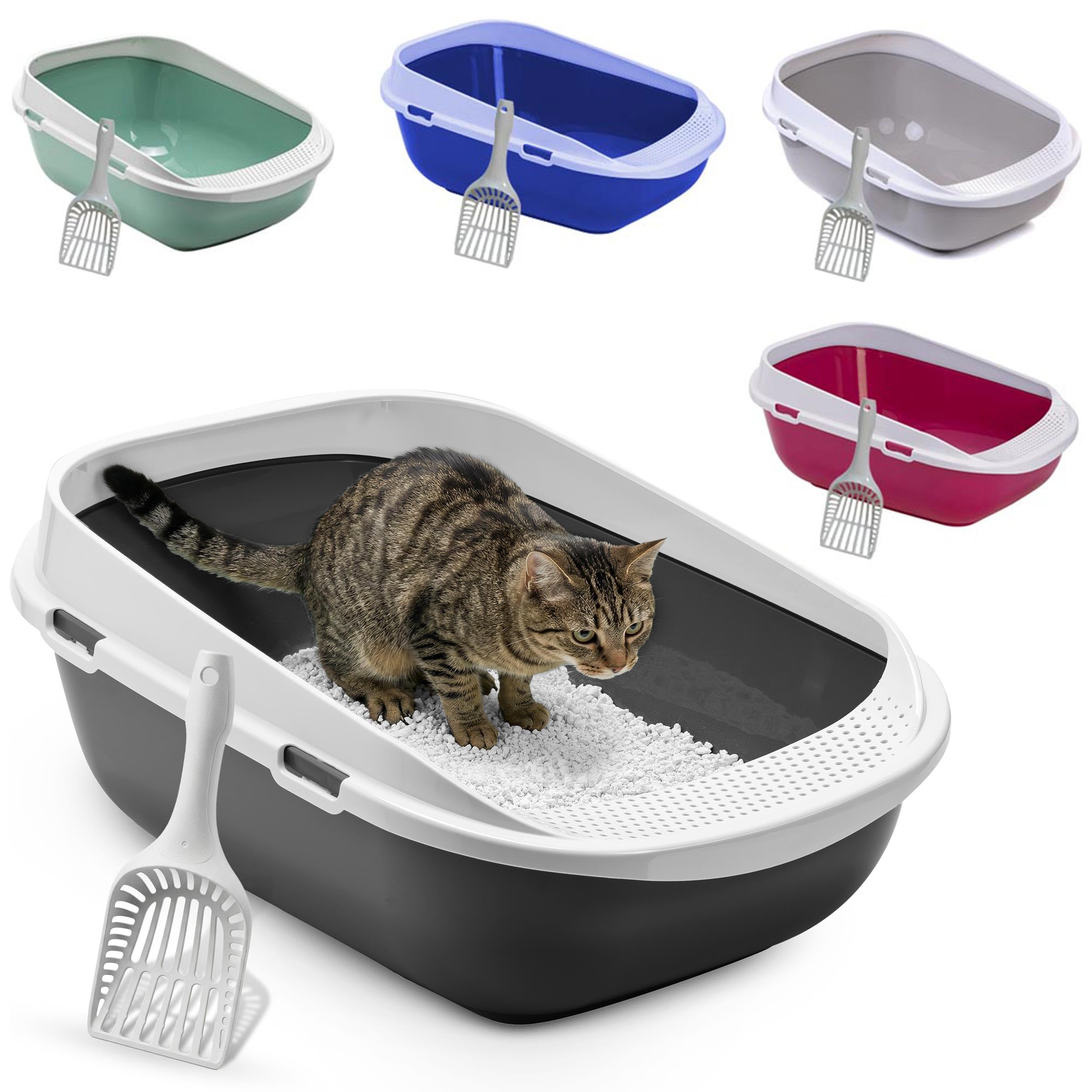 XXL Jumbo Katzentoilette Schale 65 cm anthrazit inkl. Schaufel