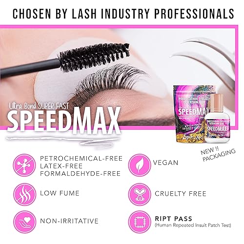 Miniatura 5 de Lyon Lash SPEEDMAX - Pegamento para extensión de pestañas, 0.3-1.3 segundos de tiempo de secado, hasta 8 semanas de retención, suministros adhesivos
