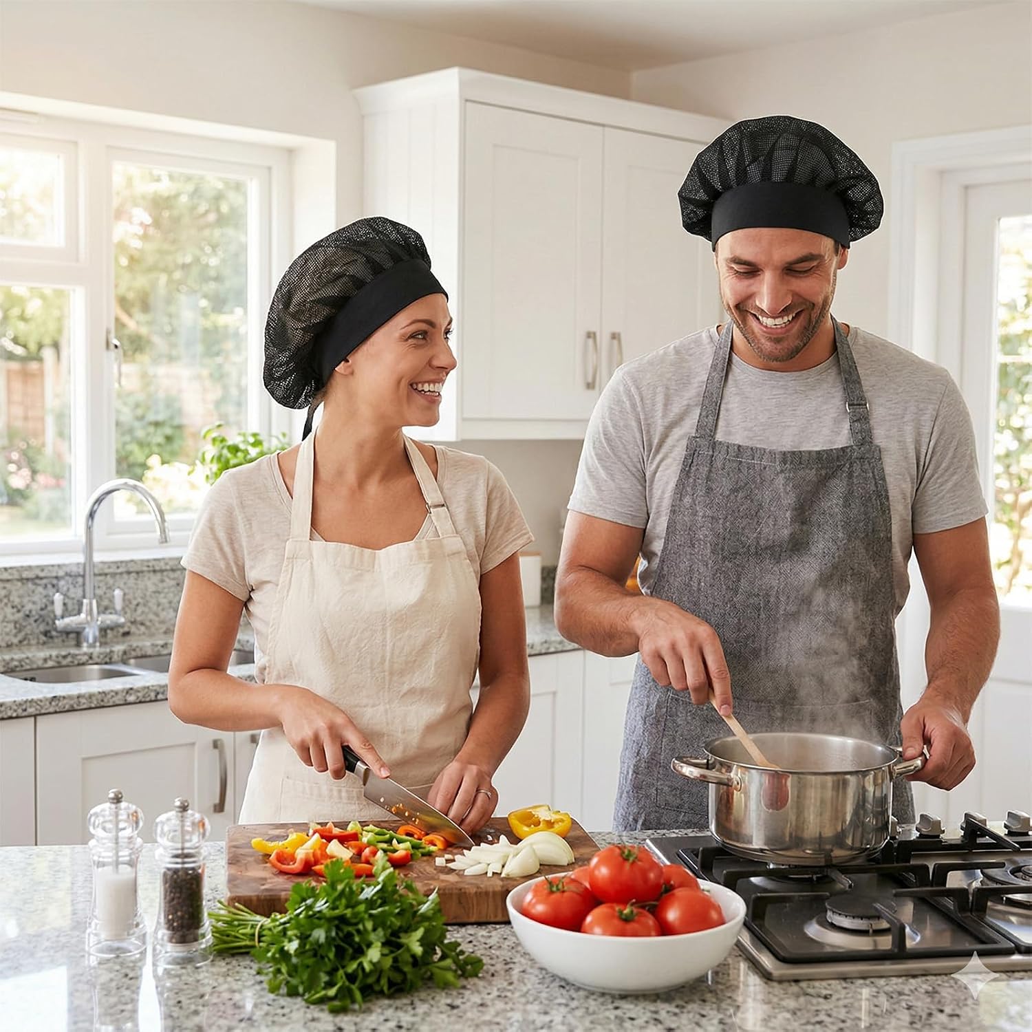 3 Pcs Chef Hats for Women, Adjustable Cooking Chefs Cap Food Service Hair Nets, Unisex Elastic Kitchen Cooking Hat, Mesh Cap Cooking Chef Cap, Reusable Washable Black