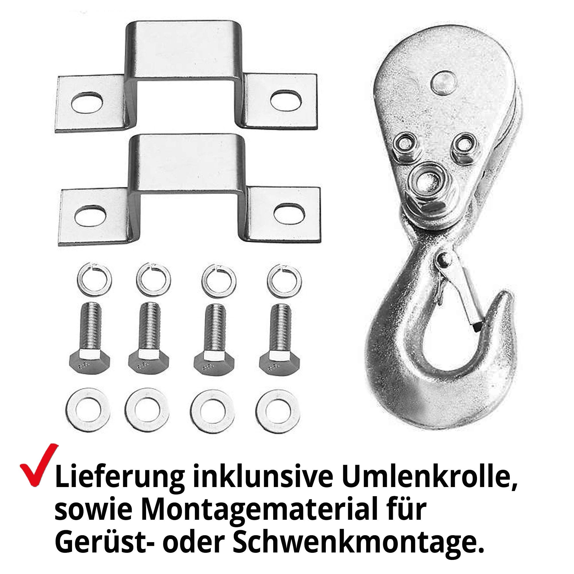 HECHT Elektro Seilzug 125/250 kg 230 V mit Umlenkrolle | Elektrische Seilwinde mit Stahlseil und automatischer Bremse, Deckenlift für schwere Lasten in Werkstatt und Garage