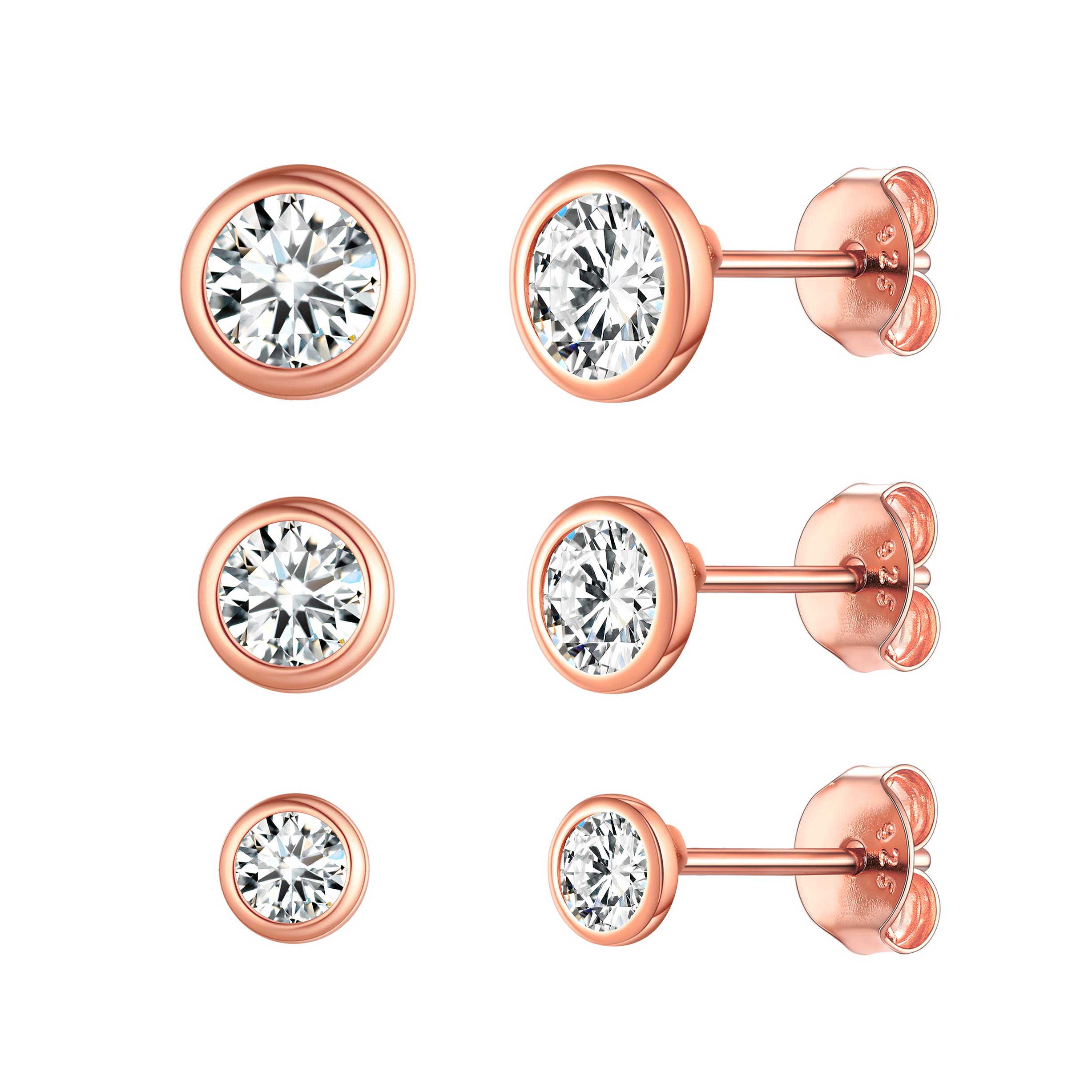 ChicSilver Juego Pendientes Circonitas Mujeres Plata de Ley 925 Pendientes Simples Pequeños Bolitas Aretes Hipoalergénicos Orejas Joyería Minimalista Delicada Madre