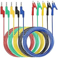 Vista 9 de Sumnacon Sonda de prueba de clip de cocodrilo para enchufe de plátano multímetro, 5 unids 0.157 in apilable colorido silicona banana Plug a