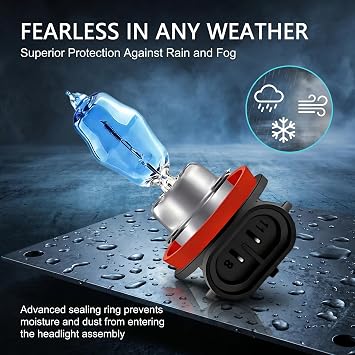 2 PCS Car H11 Bulbs, 12 V 100 W Super Bright Anti-glare Halogen Bulb, Wide Angle Multi-functional High/Low Beam Lamp & Fog Light, Plug and Play Replacement for Most Cars (White)