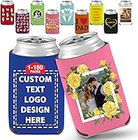 Vista 8 de Hasta 150 fundas personalizadas para latas de cerveza, fundas personalizadas para latas a granel con logotipo fotográfico, texto, soporte para Verde