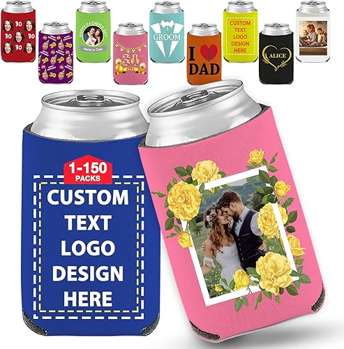 Miniatura 8 de Hasta 150 fundas personalizadas para latas de cerveza, fundas personalizadas para latas a granel con logotipo fotográfico, texto, soporte para