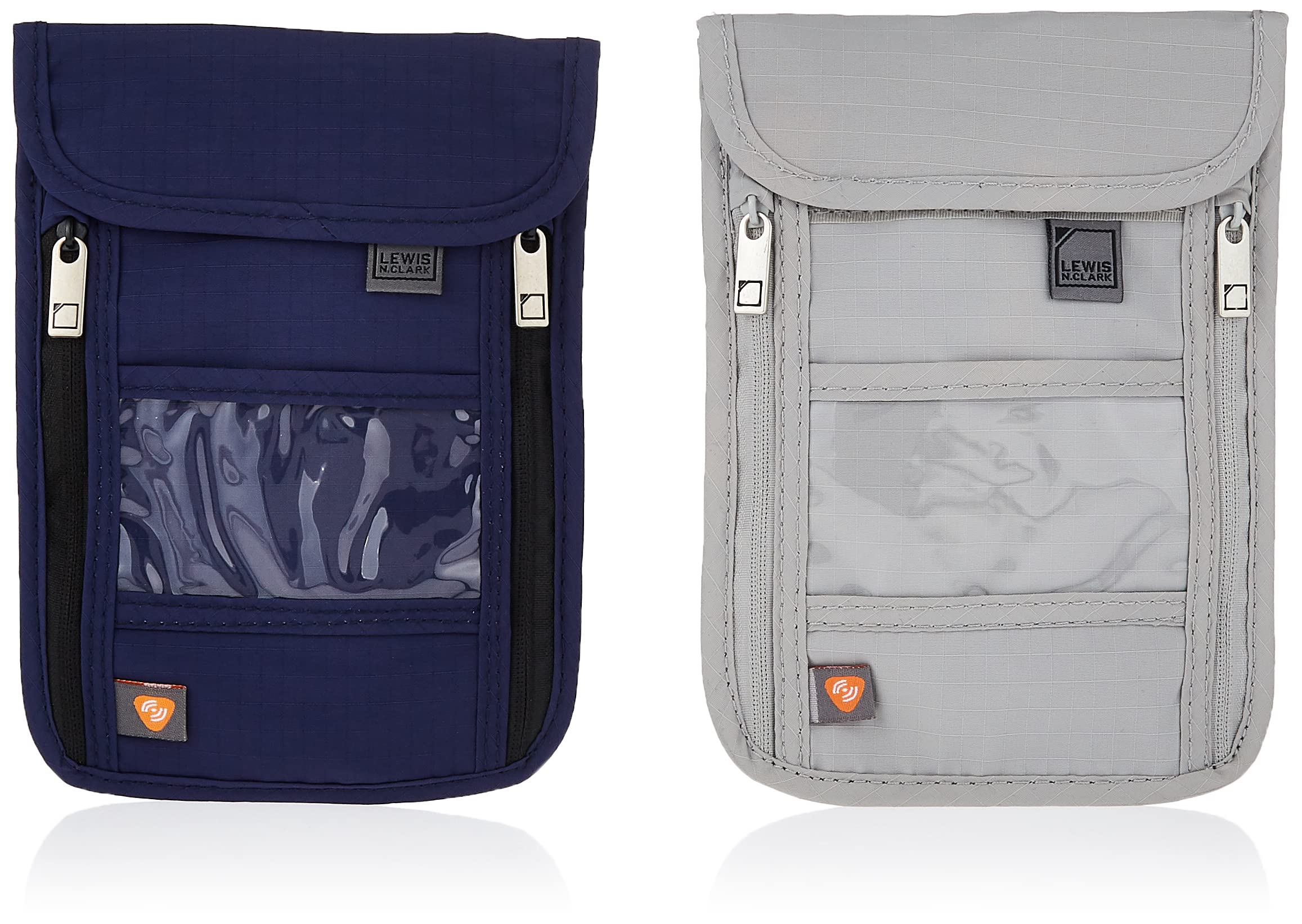 Lewis N. Clark Unisex Rfid Blocking Stash Neck Wallet, Travel Pouch + Passport Holder for Women & Men 2 pack Travel Accessory- Neck Stash