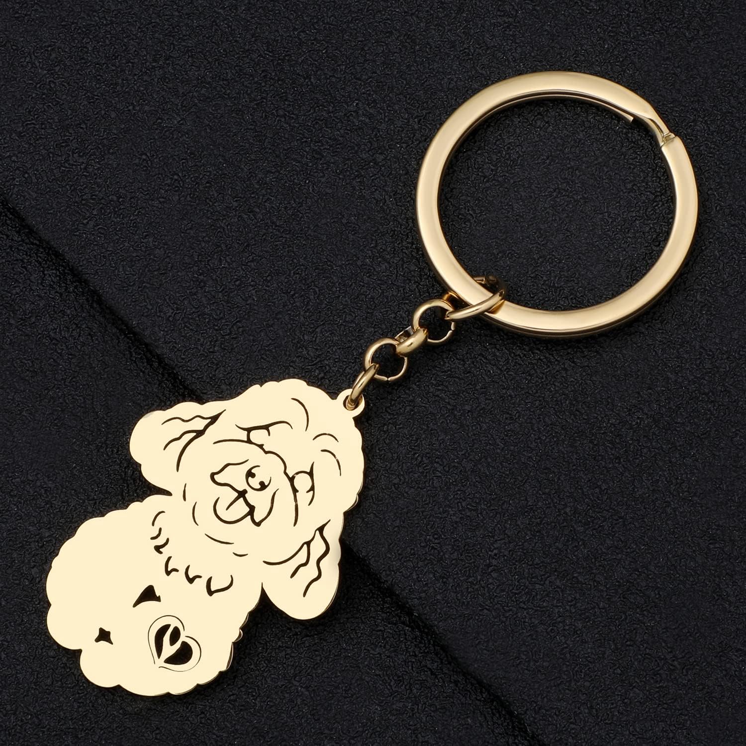 Stainless Steel Cute Poodle Dog Keychain Accessories Goldendoodle Gifts for Dog Lovers Women Girls Keys Purse Charms - Image 3