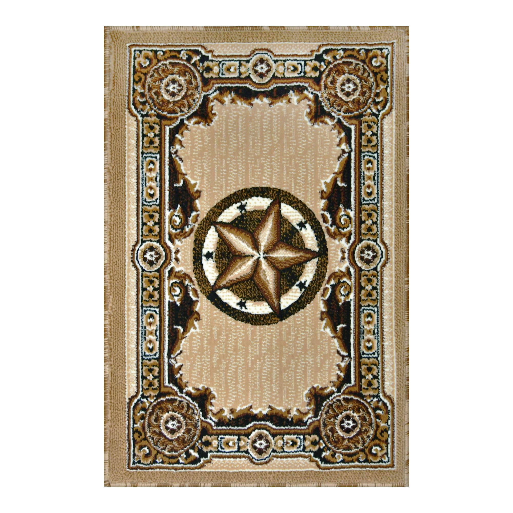 AllStar Rugs Brown 2x3 Western Cowboy Texas Star Floor Mat (2' 0