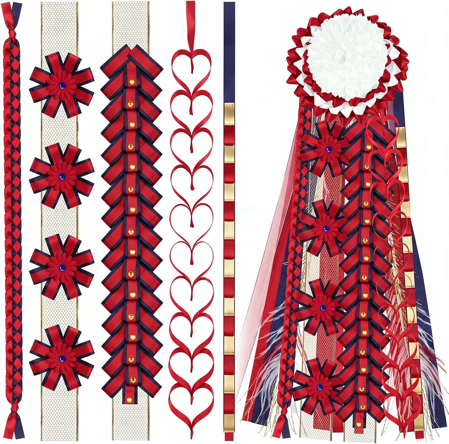 Suncalla 5 Pcs Homecoming Mum Braid 30" for Football Cheer School Spirit