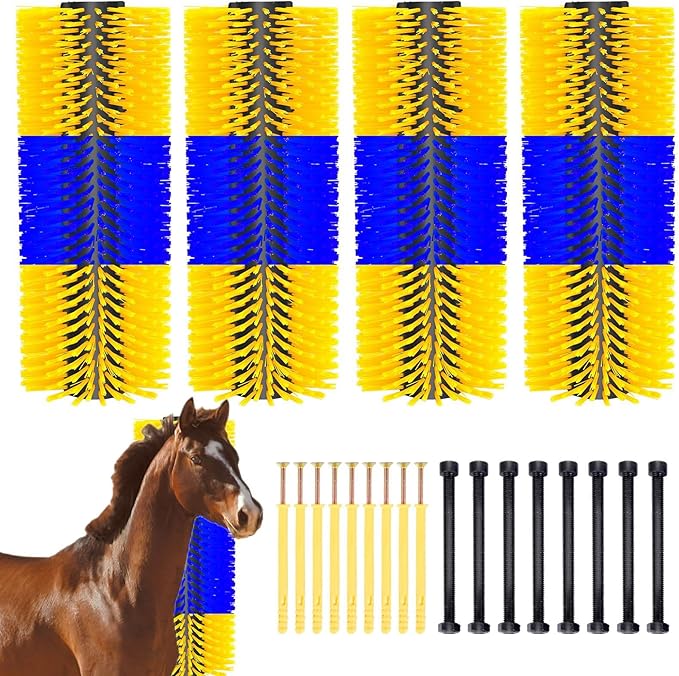 Heavy Duty Cow Scratcher: Versatile Wall-Mounted Livestock Grooming Brush