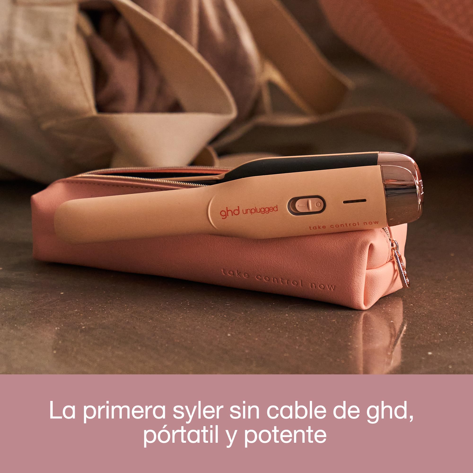 ghd unplugged take control now - Plancha de pelo profesional inalámbrica con tecnología dual, edición limitada 2023, rosa