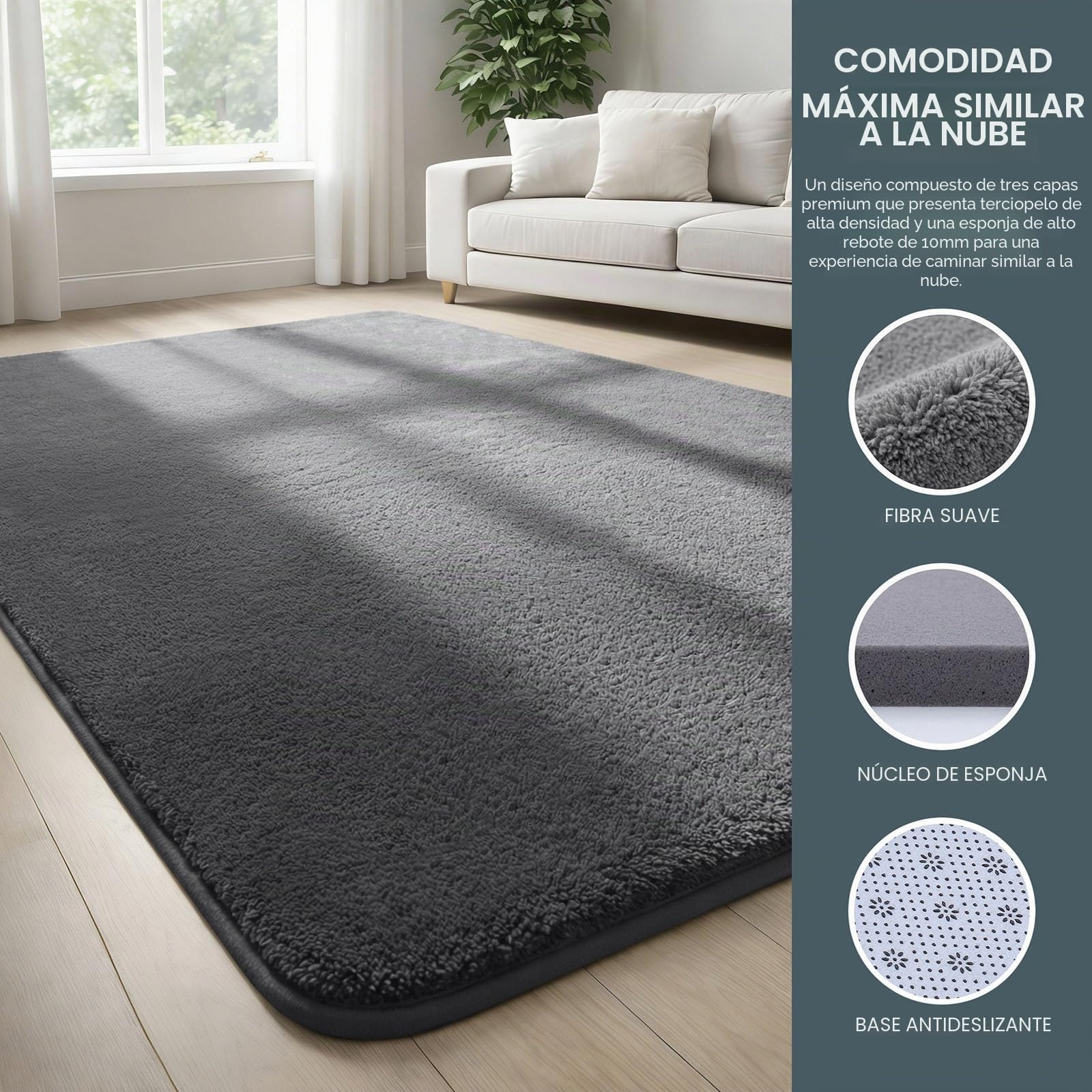 Homaxy Moderna alfombra para salón, 140 x 200 cm, redonda, acogedora, esponjosa, suave, lavable, antideslizante, parte inferior, pelo corto, alfombra grande para pasillo, habitación de los niños