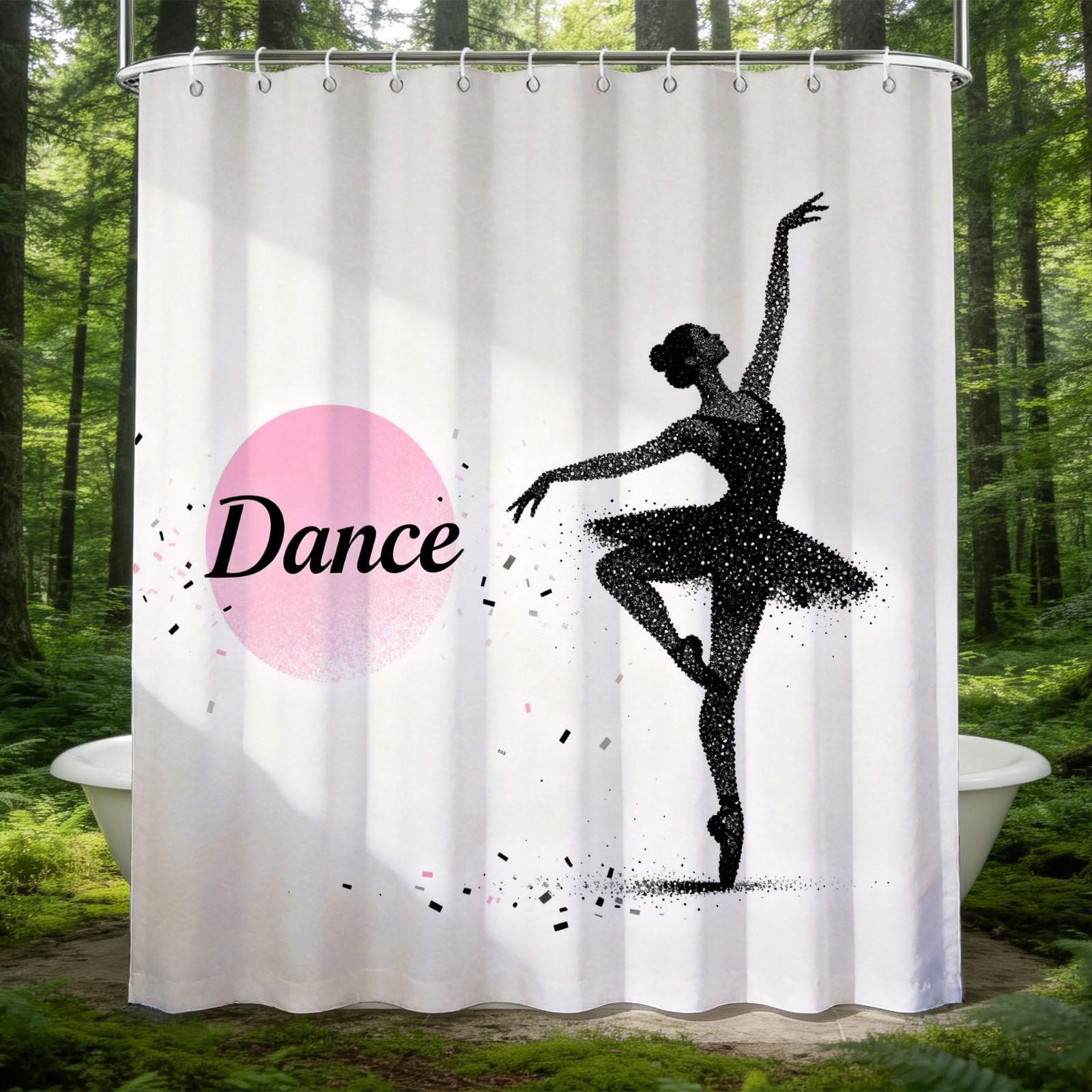 Hongduo 3D Dance Silhouette Shower Curtain for Stalls Bathtubs Simple Bathroom Decor Shower Curtain Set Polyester Fabric Waterproof 180x200cm/71X79 Inch with Hooks