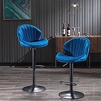 Vista 8 de Juego de 2 taburetes de bar, taburetes de bar ajustables con respaldo y reposapiés, taburetes de bar ajustables de terciopelo de diseño moderno