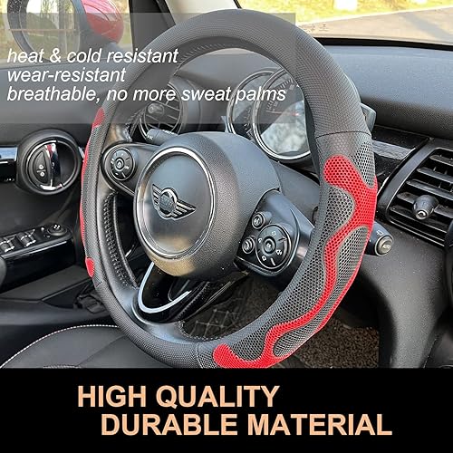 Miniatura 3 de PINCTROT Comfy Grip - Funda para volante, diseño antideslizante, universal de 14.5-15 pulgadas (rojo silicona)