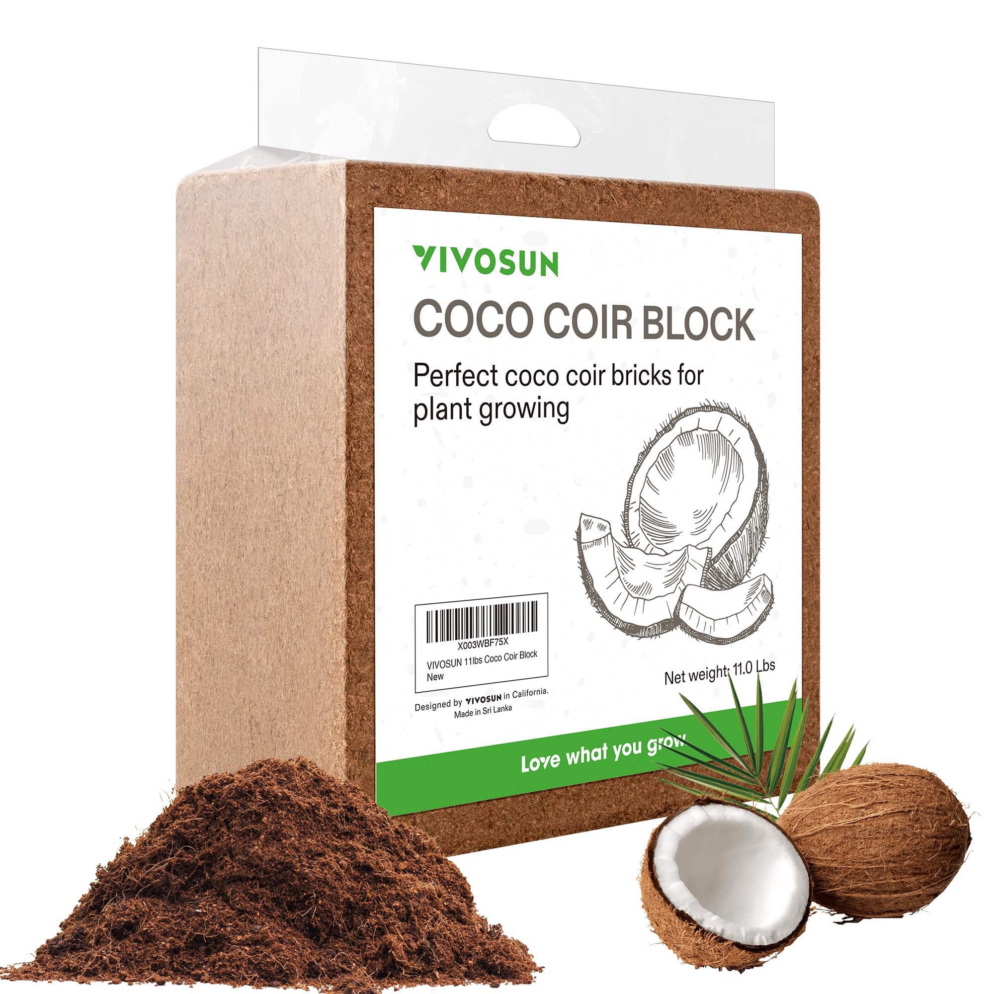 Amazon.com : VIVOSUN Coco Coir Brick, 11lbs 100% Natural