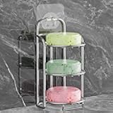 Silver 3-Tier Shower Soap Shampoo Bar Holder, Self Adhesive & Freestanding Draining Soap Dish Caddy for Bathroom Wall Accesories Decor