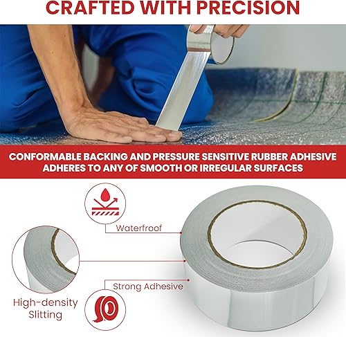 Miniatura 3 de GGR Supplies AF-20R Cinta de papel de aluminio resistente al calor de alta temperatura de grado profesionalindustrial ideal para HVAC, reparación de