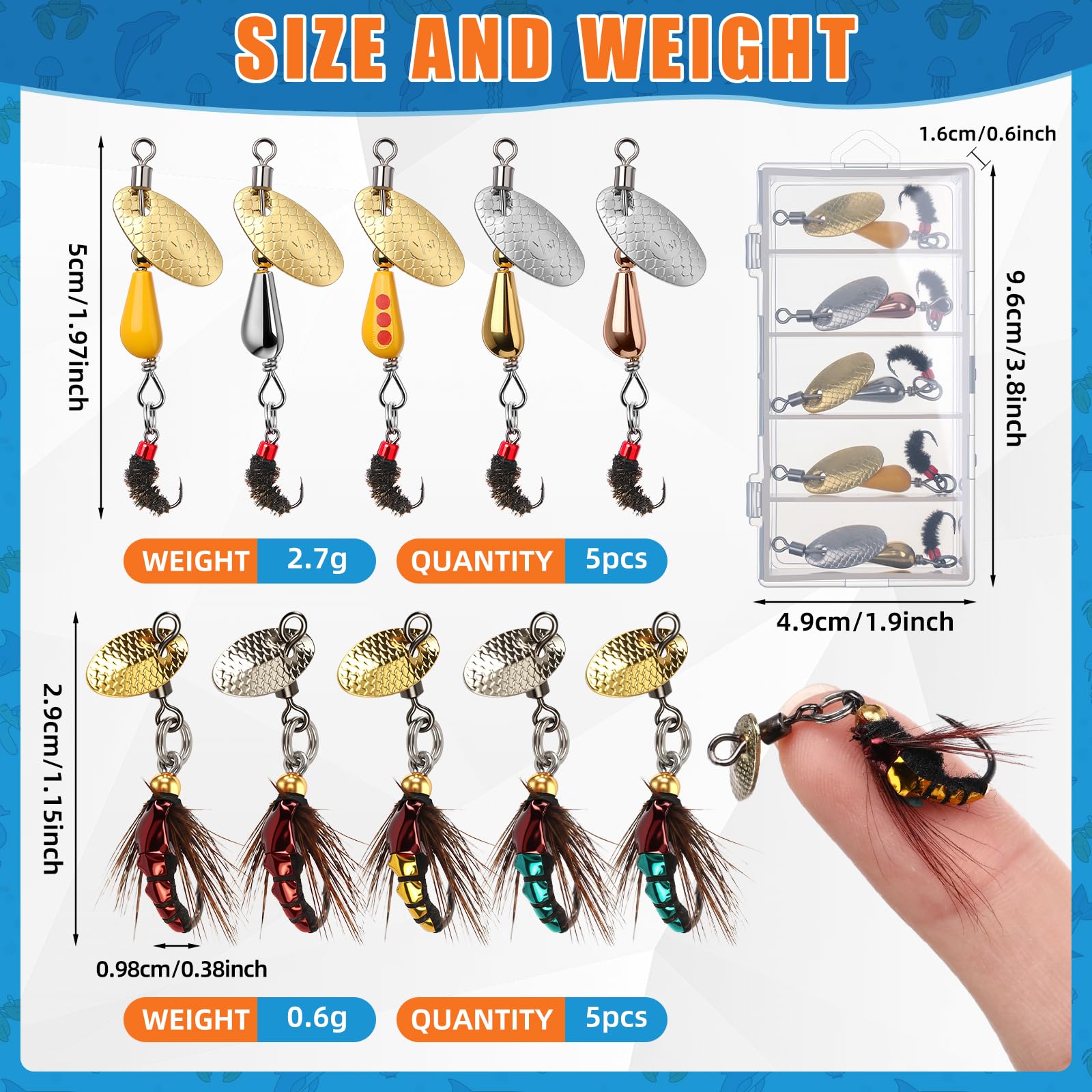 Skylety 10 Pieces Mini Fishing Lures Fishing Hard Baits Hooks Crankbaits Lures Baits Topwater for Freshwater Saltwater Trout Bass Perch with Box
