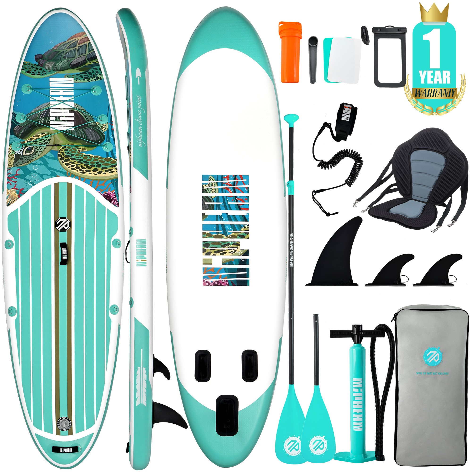 Niphean Sup Gonfiabile con Accessori SUP, Coperta in EVA Antiscivolo, SUP Gonfiabile con Sedile,320cm tavola da sup, Tavole SUP Gonfiabili Adulti e Giovani di Tutti i Livelli di Abilità