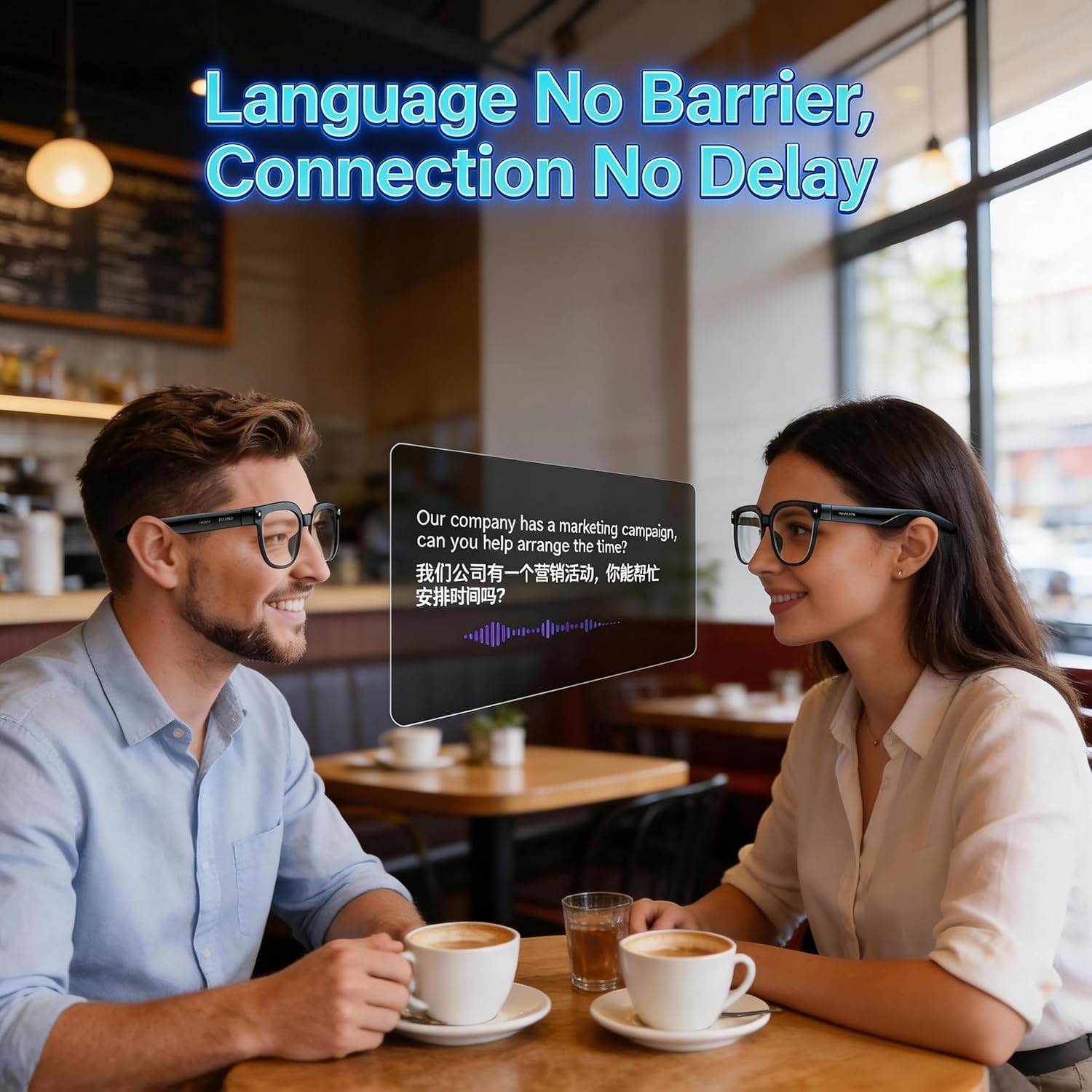 Smart Glasses with HD Camera, Recording Glasses,AI Voice Assistant, Bluetooth Call, Remote Photo and Video, Directional Sound, 290mAh Battery, App Control