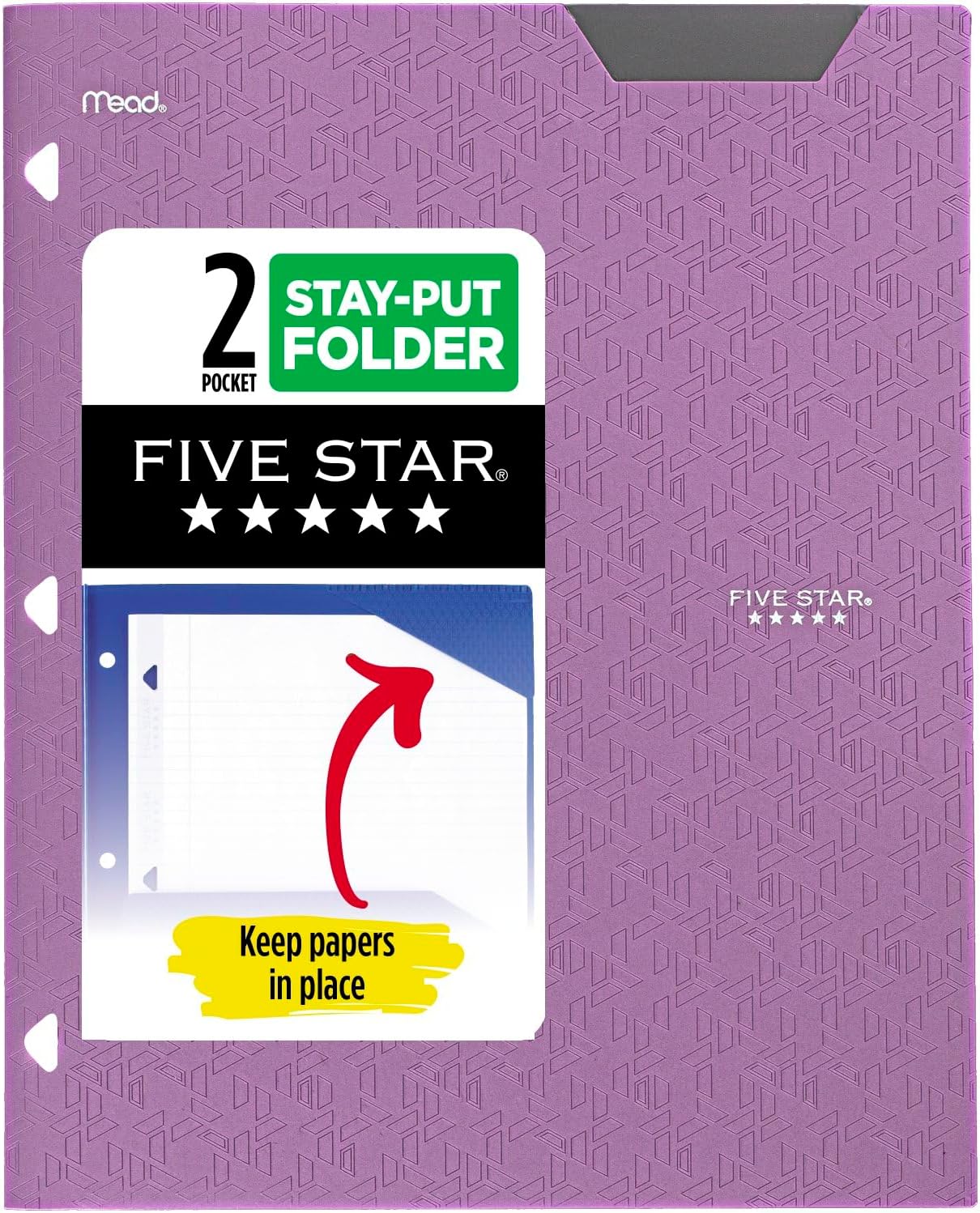 Five Star 2-Pocket Folder Plastic with Stay-Put Tabs