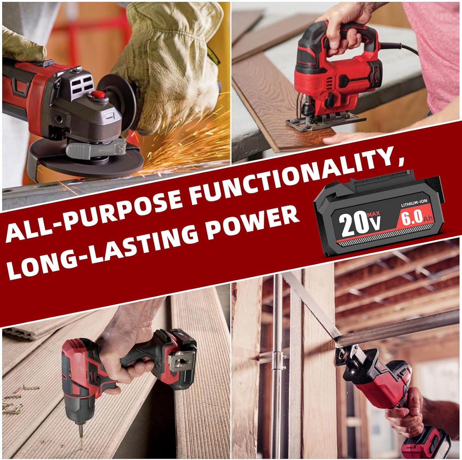 20V 6.0Ah Battery for Skil 20V Battery Replacement, Compatible with Skil PWR CORE 20V Battery Lithium Ion Bateria Model BY519601 BY519603 BY519702 - Image 7