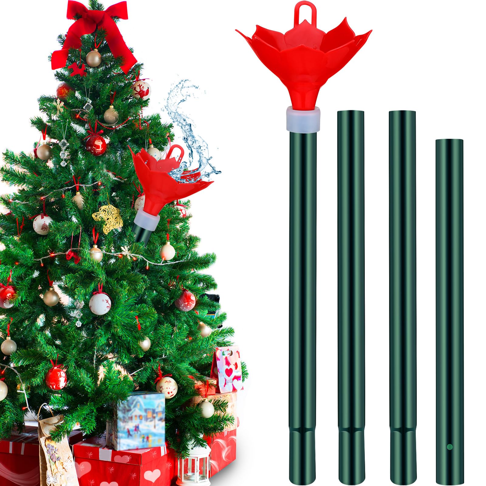 Système d'arrosage sapin de Noël Tioncy en acier inoxydable rouge avec entonnoir