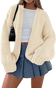 PRETTYGARDEN Cardigan Sweaters for Women Trendy Spring Fashion 2026 Long Sleeve Chunky Knit Cardigans Fall Clothing Outfits