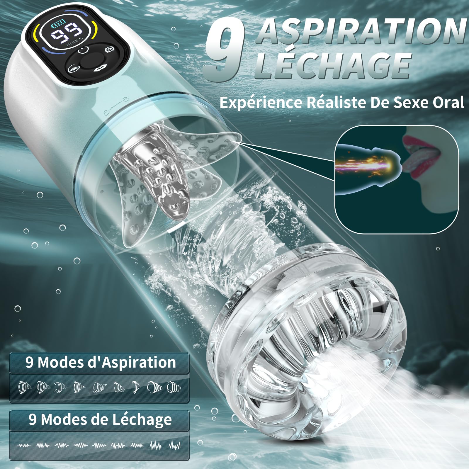 Masturbateurs Masculins Sex Toys Automatiques avec IA APP, Masturbâteur Homme Mains Libres avec 9 Modes Télescopiques & Rotation & Succion et Vibration, Vaginette Ultra Réaliste Masturbateur Homme