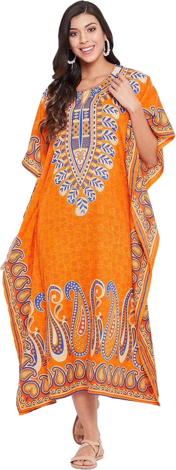 Oussum Women Polyester Casual Kaftan Long Plus Size Summer