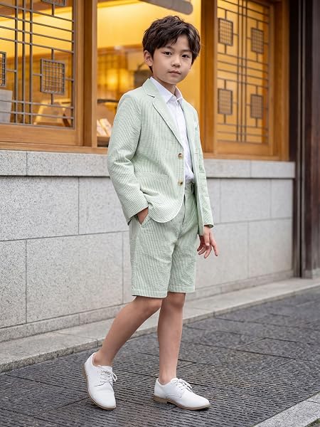 LOLANTA Blazer en Seersucker Respirant pour Enfants, Veste de Costume rayée élégante pour garçons, pour Occasions décontractées d’été, 7-13 Ans - 4