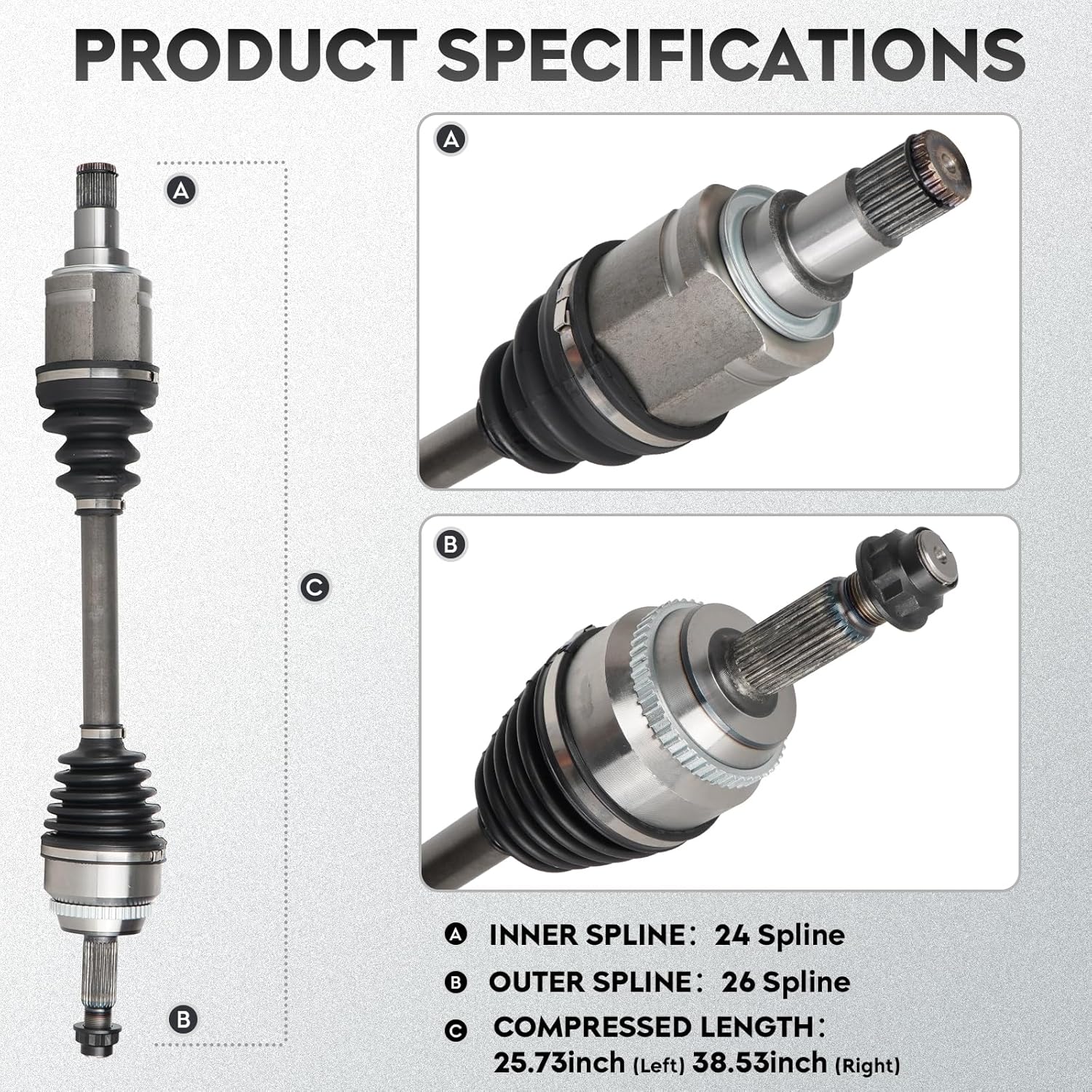 new front cv axle shaft assembly fits for toyota camry 2012-2013&2016-2017, 2.5l gas, driver and passenger side, 2-pack