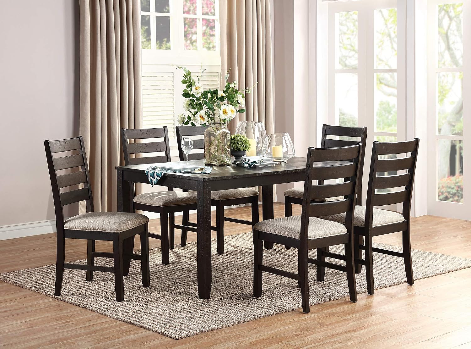 Homelegance 7-Piece Pack Dinette Set, Brown