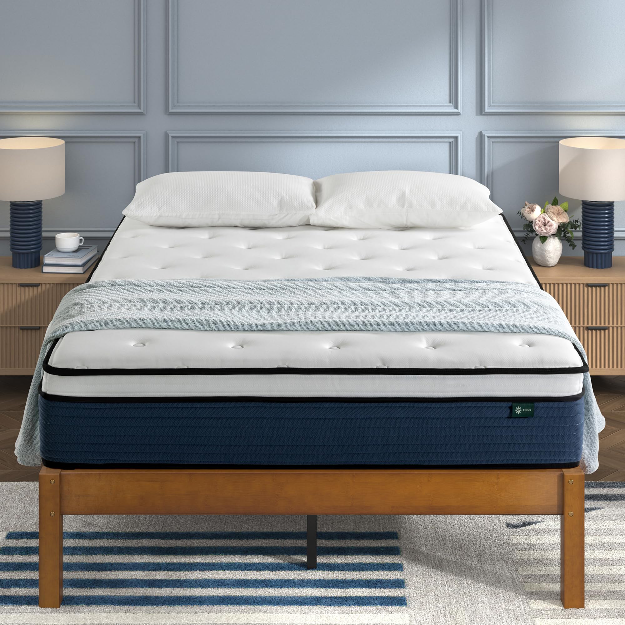 ZINUS 10 Inch Comfort Support Hybrid Mattress [New Version], Queen, Fiberglass Free, Medium Plush, Motion Isolation, Certified Safe Foams & Fabric, Mattress in A BoxOEKO-TEX STANDARD 100