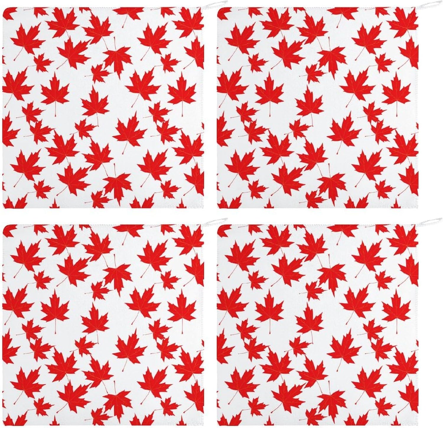 Canadian Maple Leaf Pattern Hand Towels for Bathroom Kitchen Towels Small Towel Handkerchiefs with Hanging Loop 4PCS