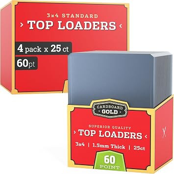 Cardboard Gold 60pt Toploaders for Cards - Premium 3x4 Inch - 100 Count