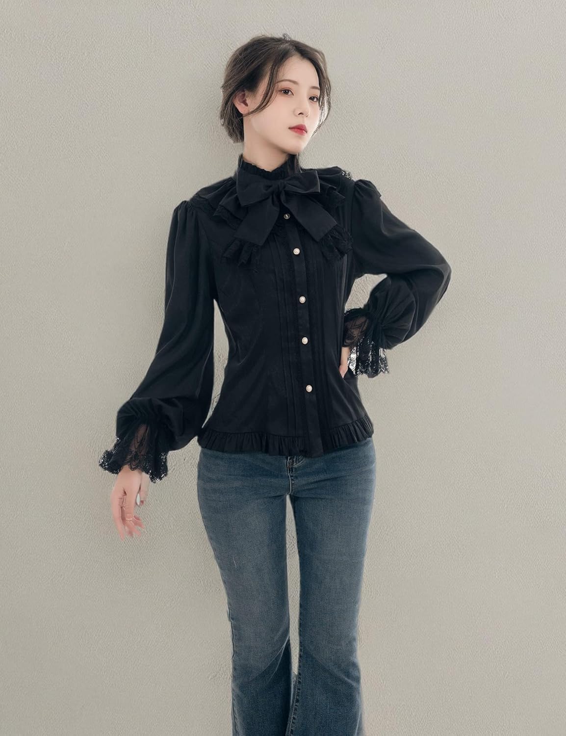 LTAKK Victorian Blouse Women Gothic Shirt Vintage Lotus Ruffle Long Sleeve Tops - Image 7