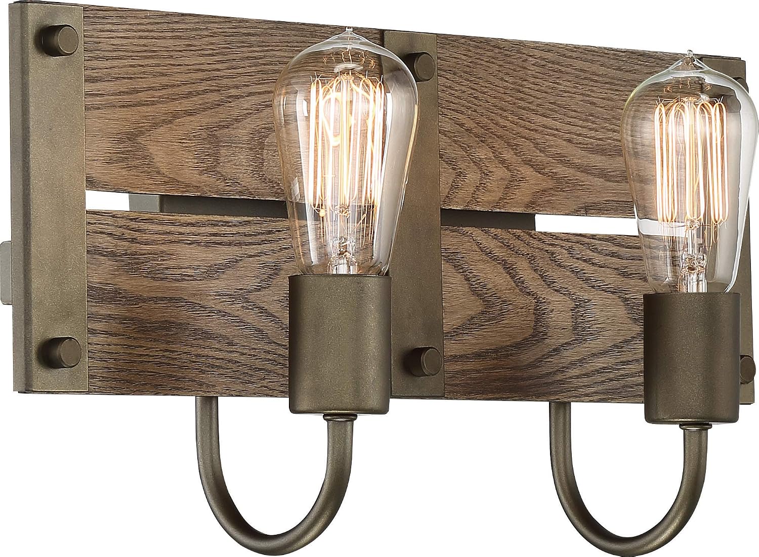 Nuvo 60/6428 Winchester 2-Light Vanity Fixture, Bronze & Aged-Wood Finish
