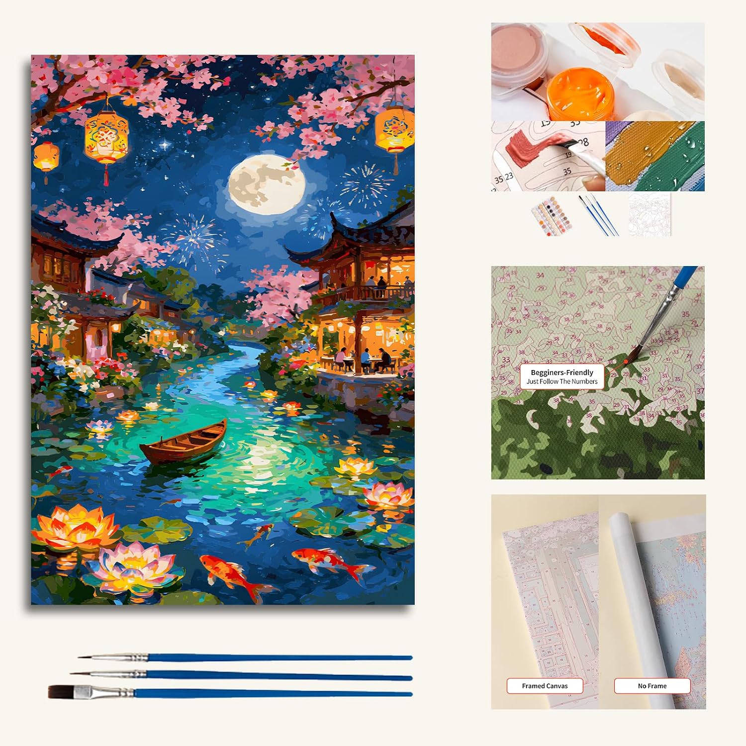 Paint by Numbers Kit for Adults, Paint by Number for Beginners, Adult Paint by Number Kits for Gifts and Home Wall,Decor 16x20 Inch,Includes Some Optional Frames. (Frame, 36 Colors)
