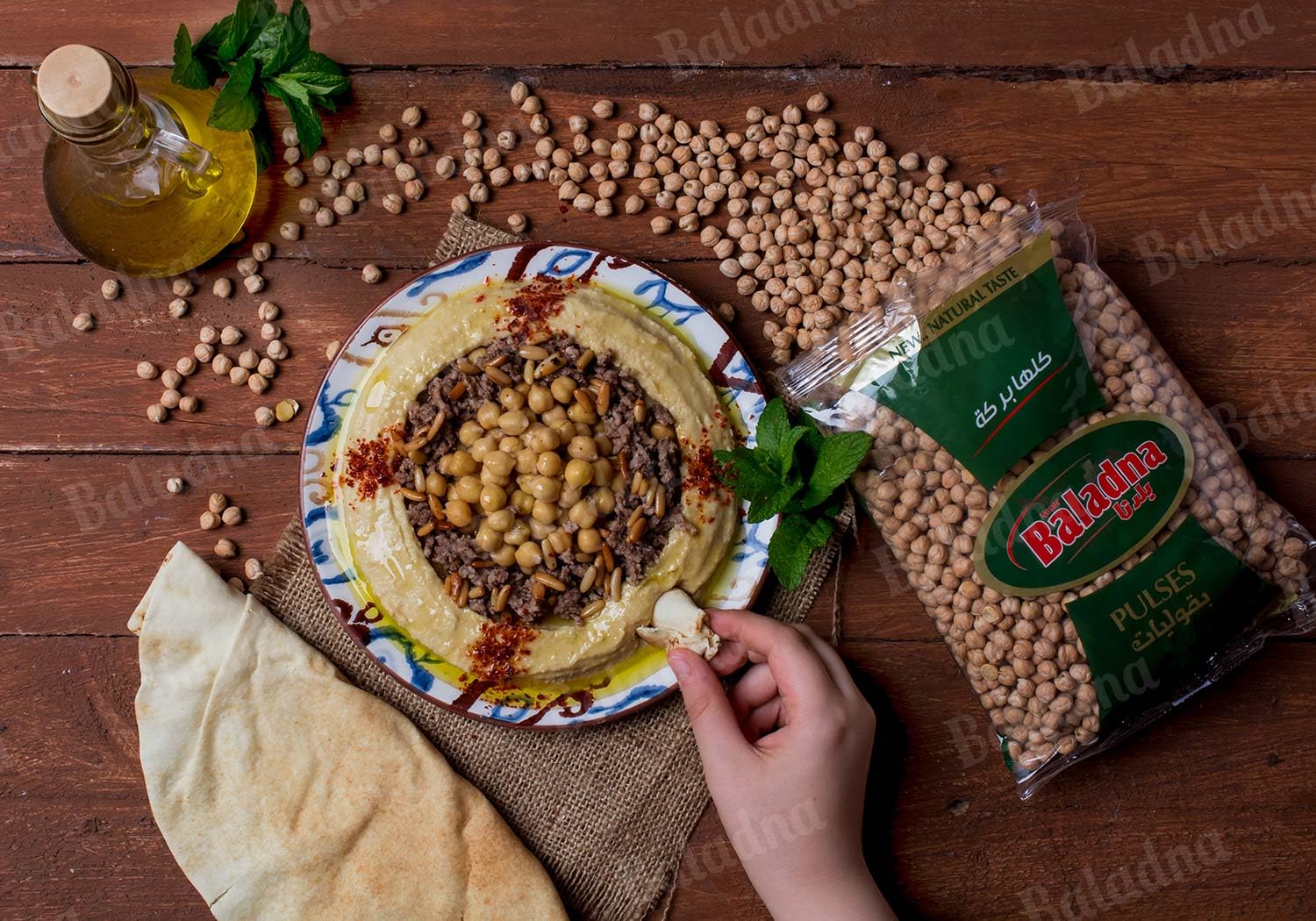 Baladna Getrocknete Kichererbsen 900 g x 12 | Hochwertige Hülsenfrüchte | Perfekt für Hummus, Falafel & Eintöpfe | Orientalische Spezialität | Vegan | Glutenfrei | Halal