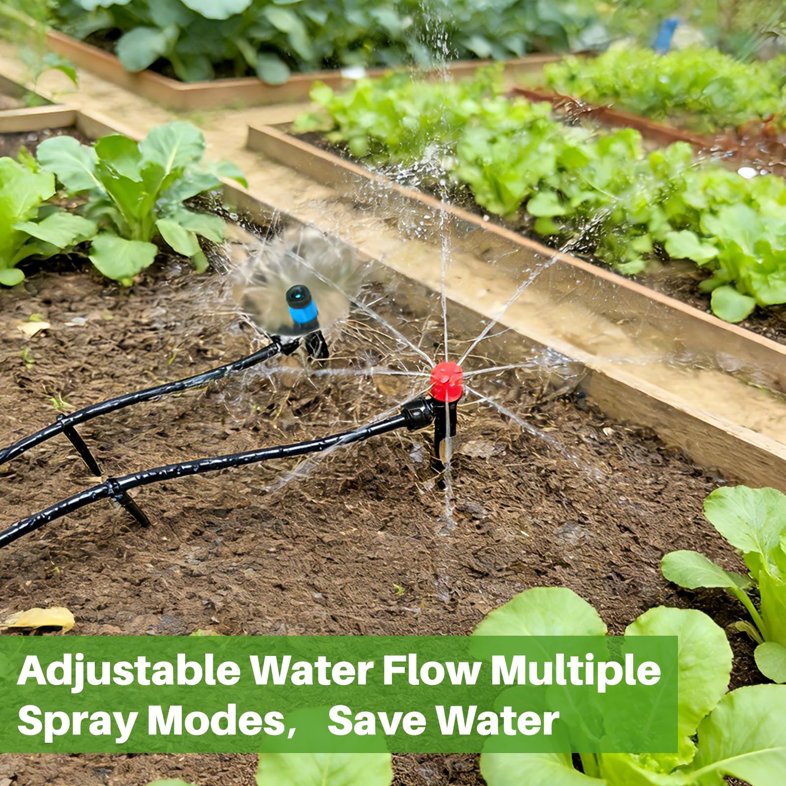Kit per sistema di irrigazione a goccia, kit di irrigazione automatica da giardino con tubo da 29,9 m 1/4 '' e 14,9 m 1/2", sistema di irrigazione e nebulizzazione a collegamento rapido, accessori per